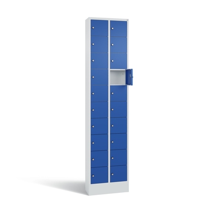 C+P Schließfachschrank Intro mit Sockel 20 Fächer lichtgrau enzianblau Produktbild pa_produktabbildung_2 XL