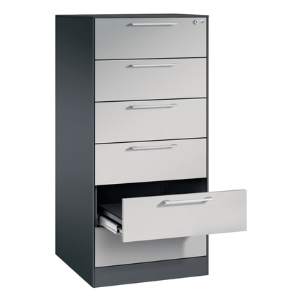 C+P Karteischrank Asisto 562 x 1.298 x 600 mm (B x H x T) DIN A5 quer schwarzgrau Produktbild pa_produktabbildung_2 XL