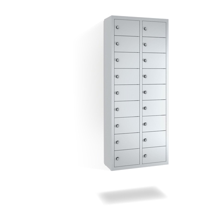 C+P Wandschließfach Intro 460 x 1.130 x 200 mm (B x H x T) 18 Fächer Zylinderschloss 26,76kg Stahl, lackiert lichtgrau