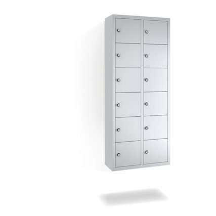 C+P Wandschließfach Intro 460 x 1.130 x 200 mm (B x H x T) 12 Fächer Zylinderschloss 23,18kg Stahl, lackiert lichtgrau