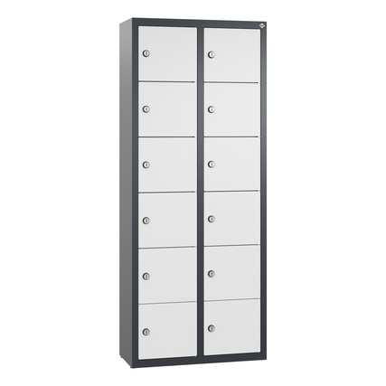 C+P Wandschließfach Intro 460 x 1.130 x 200 mm (B x H x T) 12 Fächer Zylinderschloss 23,18kg Stahl, lackiert lichtgrau