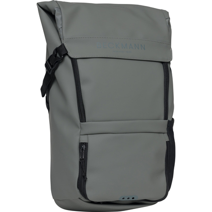 Rucksack in hellgrün mit mehreren Fächern und sportlichem Design.