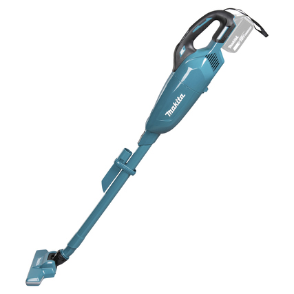 Bodenstaubsauger in blauer Farbe mit ergonomischem Griff und Staubsaugerdüse.
