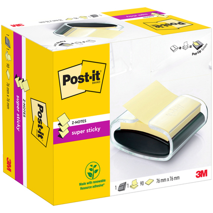 Post-it® Haftnotizspender Super Sticky Z-Notes schwarz/transparent Produktbild pa_produktabbildung_2 XL