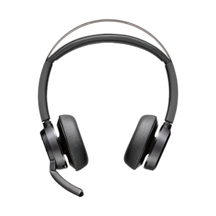 Kabelloses Headset mit einem Mikrofon und gepolsterten Ohrmuscheln in Schwarz.