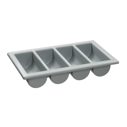 Bartscher Besteckkasten 53 x 10 x 32,5 cm (B x H x T) nicht ausziehbar Polypropylen grau 4 Fächer