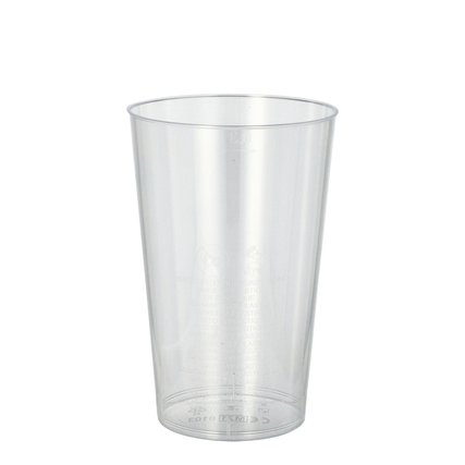 Durchsichtiger Trinkbecher mit 300 ml Fassungsvermögen in aufrechter Position.