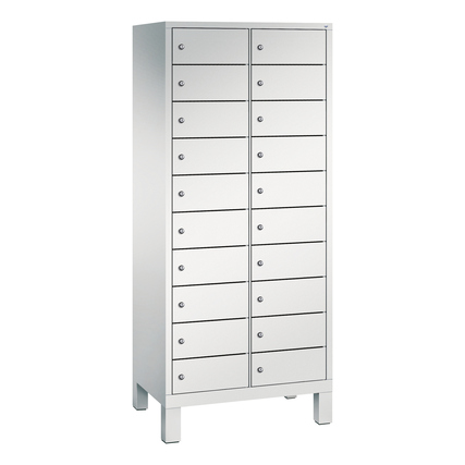 C+P Schließfachschrank Evolo48 Notebooks, Tablets, Smartphones 2 x 10 Fächer Stahl, lackiert Farbe der Front: lichtgrau