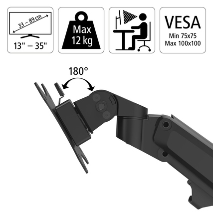 Monitorschwenkarm mit verstellbarem Gelenk und VESA-Montageplatte für Bildschirme.
