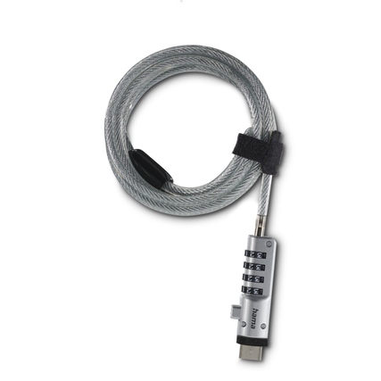 Notebookschloss mit USB-Anschluss und flexiblem Kabel zur Diebstahlsicherung.