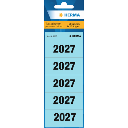 HERMA Jahresschild 60 x 26 mm (B x H) 2027 blau 100 St./Pack.