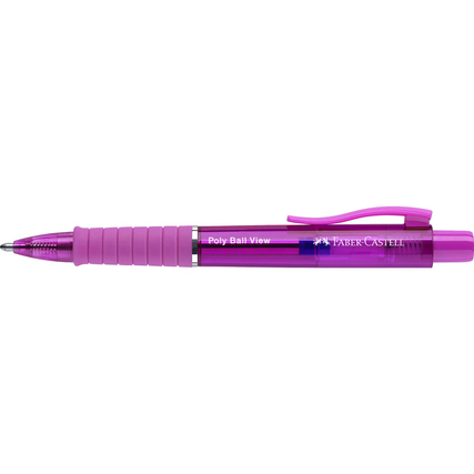 Faber-Castell Kugelschreiber Poly Ball View 0,6mm XB blau Mine auswechselbar dokumentenecht Schaftfarbe: electric fuchsia
