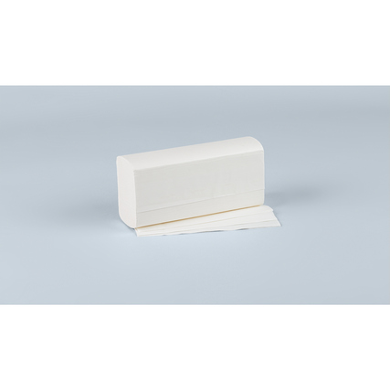 Weißes Papierhandtuch mit sanfter, glatter Oberfläche auf grauem Untergrund.