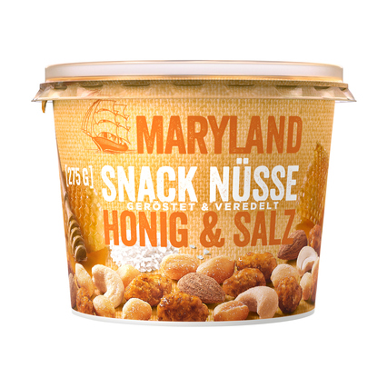 MARYLAND Nussmischung Honig & Salz Cashewkerne, gebrannte Erdnüsse, geröstete Erdnüsse, Mandeln 275 g/Pack.
