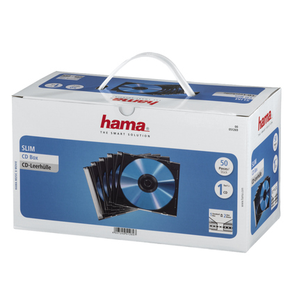 Hama CD/DVD Hülle Slim 12,5 x 14,2 x 0,5 cm (B x H x T) Polystyrol schwarz/transparent 50 St./Pack.