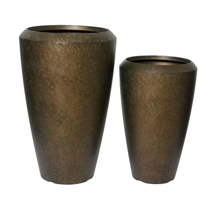 KAEMINGK Blumentopf Lewis 44,3 x 69,8 cm, 55 x 86,3 cm (Ø x H) 110, 210l Kunststoff, 100 % recycelt metall antik