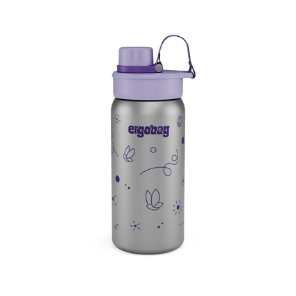 ergobag Trinkflasche 0,5l inkl. Ersatz-Dichtring Edelstahl lila/silber Schmetterling