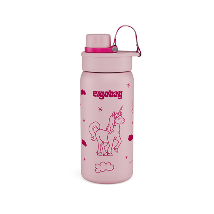 ergobag Trinkflasche 0,5l inkl. Ersatz-Dichtring Edelstahl pink Einhorn