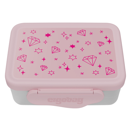 ergobag Brotzeitdose 17 x 7 x 14 cm (B x H x T) 1l Edelstahl pink/grau Glitzer