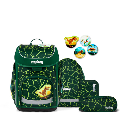 ergobag Schulranzen cubo 28 x 39 x 25 cm (B x H x T) 19l Easy Klick Verschluss, Reißverschluss inkl. Sportbeutel, Federmäppchen, Schlamperrolle, Klettie-Set Gewicht: 1.100g 100 % Polyester grün BärRex
