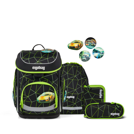 ergobag Schulranzen cubo 28 x 39 x 25 cm (B x H x T) 19l Easy Klick Verschluss, Reißverschluss inkl. Sportbeutel, Federmäppchen, Schlamperrolle, Klettie-Set Gewicht: 1.100g 100 % Polyester grün/schwarz CyBär