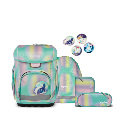 ergobag Schulranzen cubo light 28 x 38,5 x 25 cm (B x H x T) 19l Easy Klick Verschluss, Reißverschluss inkl. Sportbeutel, Federmäppchen, Schlamperrolle, Klettie-Set Gewicht: 860g 100 % Polyester türkis/pink ZauBärwelt