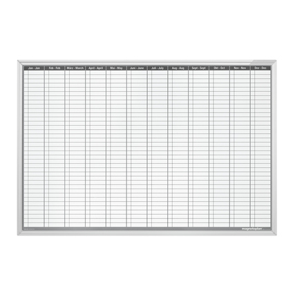 magnetoplan® Jahresplaner CC 92 x 62,5 cm (B x H) 12 Monate inkl. 1 Boardmarker, 1 OHP-Marker, 1 Datumsmagnet Aluminium weiß/grau