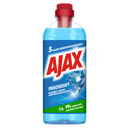 Ajax Allzweckreiniger Frischeduft Oberflächen Frischeduft dermatologisch getestet biologisch abbaubar frei von Mikroplastik nicht antibakteriell 6-8 Flasche Kunststoff 1l