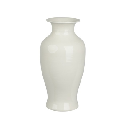 DECORIS Vase eisen 17 x 33,5 cm (Ø x H) Eisen, lackiert off-weiß glänzend