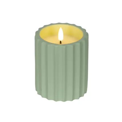 LUMINEO LED Kerze 8,5 x 11,5 cm (Ø x H) 250h Wachs beton grün