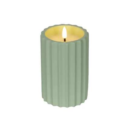 LUMINEO LED Kerze 8,5 x 14 cm (Ø x H) 250h Wachs beton grün