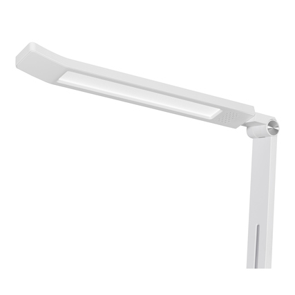 Hansa Tischleuchte Tide in Weiß mit flexiblem Arm und neigbarem Leuchtenkopf.