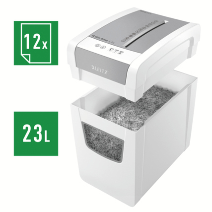 LEITZ IQ Aktenvernichter Slim Office S P-4 Papier, Heftklammern, Büroklammern Partikelschnitt 14 Bl. weiß