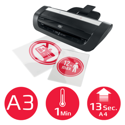 GBC® Laminiergerät Fusion™ Plus 7000L Heißlaminierung 58 x 12 x 24 cm (B x H x T) DIN A3 schwarz