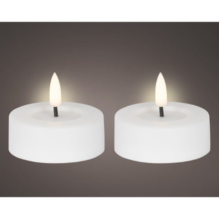 LUMINEO LED Teelicht 6,5 x 5 cm (Ø x H) 200h Kunststoff weiß 2 St./Pack.