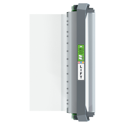 Folienkassette mit Anleitungsetikett zur Verwendung in einem Laminiergerät.