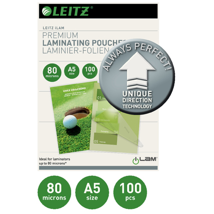 Leitz Laminierfolie iLAM DIN A5 80µm glänzend 100 St./Pack.