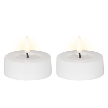 LUMINEO LED Teelicht 6,5 x 5 cm (Ø x H) 200h Kunststoff weiß 2 St./Pack.