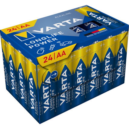 Varta Batterie Longlife Power AA/Mignon LR6 Alkaline 1,5V 2.970 mAh 24 St./Pack.