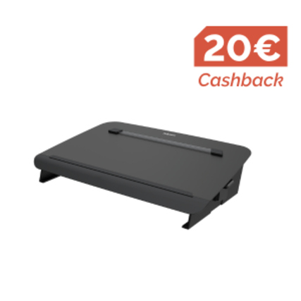Konzepthalter in schwarz mit einem Cashback-Angebot von 20 € in der oberen Ecke.