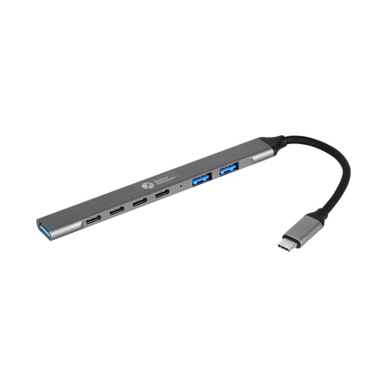 BakkerElkhuizen USB-Hub 7-in-1 USB-C dunkelgrauschwarz