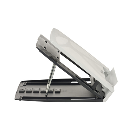 Rückenansicht des BakkerElkhuizen Ergo-Q 330 Circular Laptopständers in aufrechter Position.