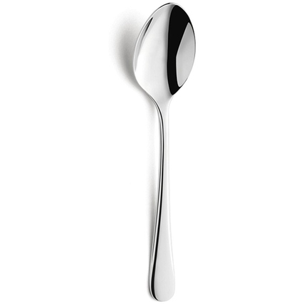 Kaffeelöffel aus Edelstahl mit glänzender Oberfläche und geschwungenem Griff.