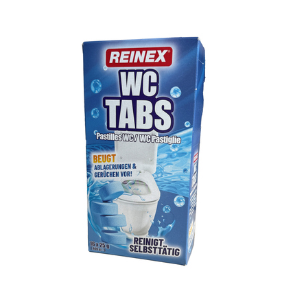 REINEX WC-Reiniger nicht biologisch abbaubar pH-Wert: 1,6 16 x 25 g/Pack.