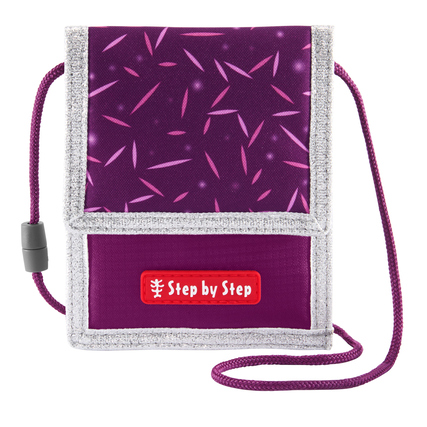 Brustbeutel in lila mit allover Muster und verstellbarem Trageband.