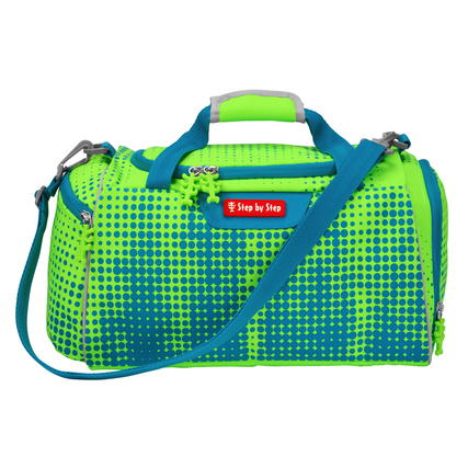 Step by Step Sporttasche 38 x 23 x 20 cm (B x H x T) Reißverschluss Hauptfach, flache Reißverschlusstasche, Wäschefach PET, 100 % recycelt blau/grün Race Car Chuck