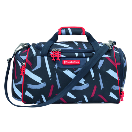 Step by Step Sporttasche 38 x 23 x 20 cm (B x H x T) Reißverschluss Hauptfach, flache Reißverschlusstasche, Wäschefach PET, 100 % recycelt grau/rot Sports Car Mick