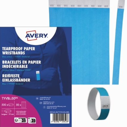 Avery Zweckform Eventband 25,6 x 1,9 cm (B x H) Tyvek® neonblau 500 St./Pack.