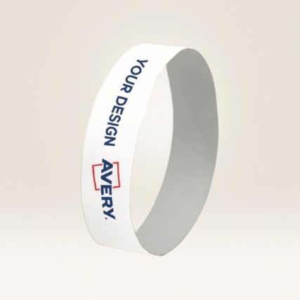 Weißes Eventband mit Platz für individuelle Gestaltung und Aufdruck.