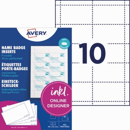 Avery Zweckform Einsteckschild 90 x 54 mm (B x H) 190g/m² Papier, 100 % recycelbar weiß 200 St./Pack.